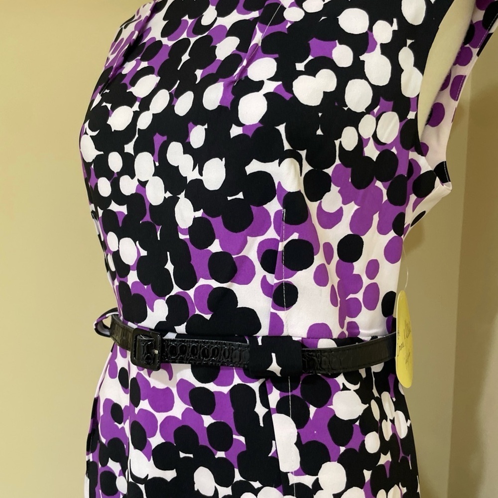 Emma & Michele Purple, Black & White Polka Dot Midi Dress - Picture 4 of 4